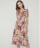 Rose-print silk-chiffon dress